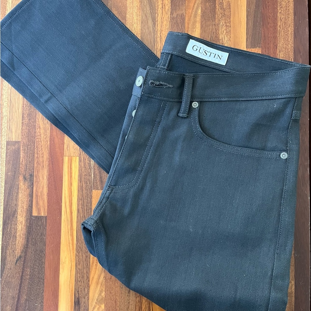 Gustin Men's Dark Gray Button Fly Jeans 33/34